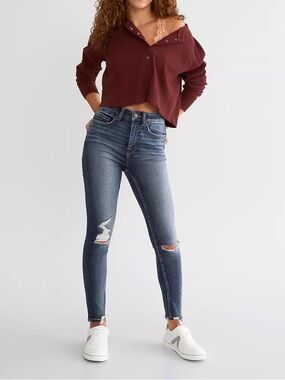 BKE Skinny Ripped Jeans - Blue Wash